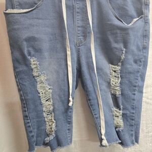 SHEIN Light Blue Distressed Jean Shorts